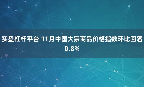 实盘杠杆平台 11月中国大宗商品价格指数环比回落0.8%