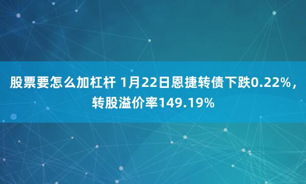 股票要怎么加杠杆 1月22日恩捷转债下跌0.22%，转股溢价率149.19%