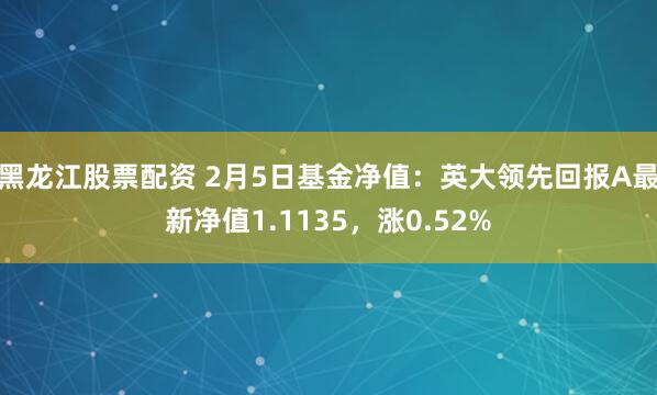 黑龙江股票配资 2月5日基金净值：英大领先回报A最新净值1.1135，涨0.52%