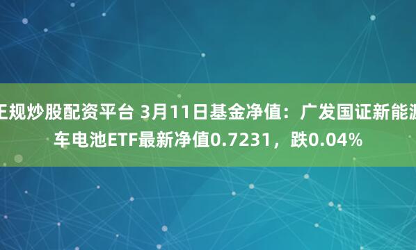 正规炒股配资平台 3月11日基金净值：广发国证新能源车电池ETF最新净值0.7231，跌0.04%